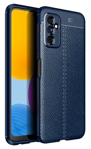 Samsung Galaxy M52 Hoesje, MobyDefend TPU Gelcase, Lederlook, Navy Blauw