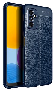 Samsung Galaxy M52 Hoesje, MobyDefend TPU Gelcase, Lederlook, Navy Blauw