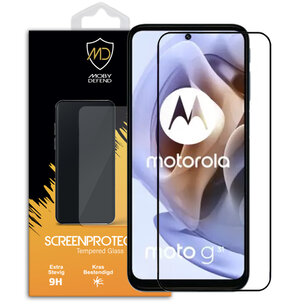 Motorola Moto G31 / Moto G41 Screenprotector, MobyDefend Gehard Glas Screensaver, Zwarte Randen