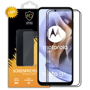 2-Pack Motorola Moto G31 / Moto G41 Screenprotectors, MobyDefend Gehard Glas Screensavers, Zwarte Randen