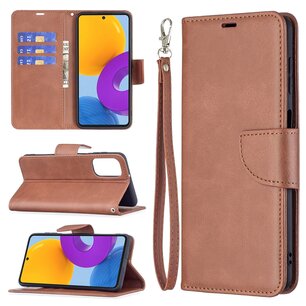 Samsung Galaxy M52 Hoesje, MobyDefend Wallet Book Case Met Koord, Bruin