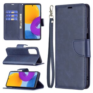 Samsung Galaxy M52 Hoesje, MobyDefend Wallet Book Case Met Koord, Blauw