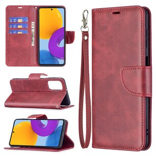 Samsung Galaxy M52 Hoesje, MobyDefend Wallet Book Case Met Koord, Rood