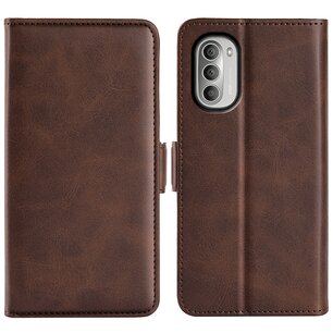 Motorola Moto G51 Hoesje, MobyDefend Luxe Wallet Book Case (Sluiting Zijkant), Bruin