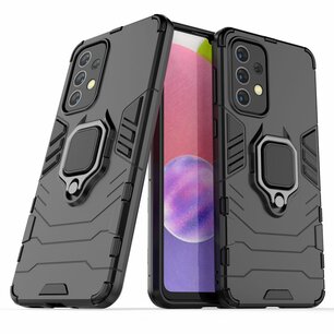 Samsung Galaxy A33 Hoesje - MobyDefend Dubbelgelaagde Pantsercase Met Standaard - Zwart