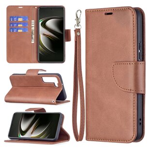 Samsung Galaxy S22 Hoesje, MobyDefend Wallet Book Case Met Koord, Bruin