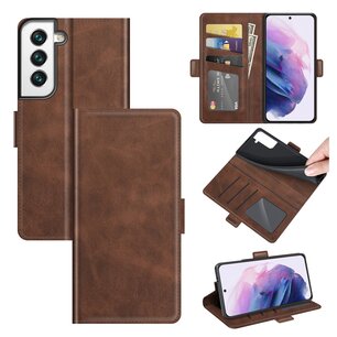 Samsung Galaxy S22 Hoesje, MobyDefend Luxe Wallet Book Case (Sluiting Zijkant), Bruin