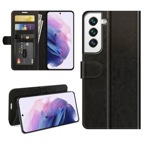 Samsung Galaxy S22 Plus (S22+) Hoesje, MobyDefend Wallet Book Case (Sluiting Achterkant), Zwart