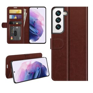 Samsung Galaxy S22 Plus (S22+) Hoesje, MobyDefend Wallet Book Case (Sluiting Achterkant), Bruin
