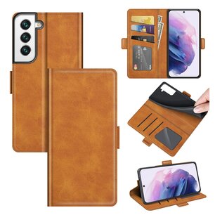 Samsung Galaxy S22 Plus (S22+) Hoesje, MobyDefend Luxe Wallet Book Case (Sluiting Zijkant), Lichtbruin