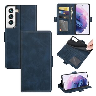 Samsung Galaxy S22 Plus (S22+) Hoesje, MobyDefend Luxe Wallet Book Case (Sluiting Zijkant), Blauw
