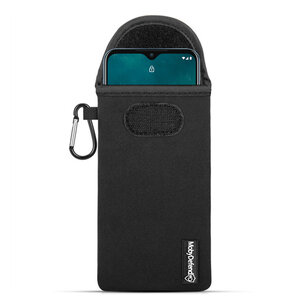 Hoesje voor Nokia G50, MobyDefend Neopreen Pouch Met Karabijnhaak, Insteekhoesje, Riemlus Hoesje, Zwart