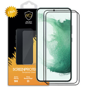 2-Pack Samsung Galaxy S22 Plus (S22+) Screenprotectors, MobyDefend Gehard Glas Screensavers, Zwarte Randen