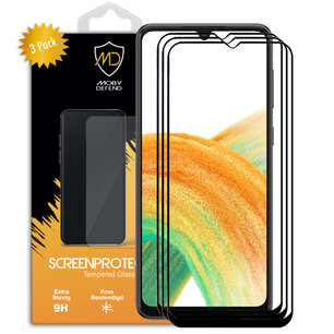 3-Pack Samsung Galaxy A33 Screenprotectors - MobyDefend Screensavers Met Zwarte Randen - Gehard Glas 