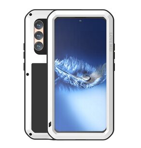Samsung Galaxy S22 Plus (S22+) Hoes, Love Mei, Metalen Extreme Protection Case, Wit