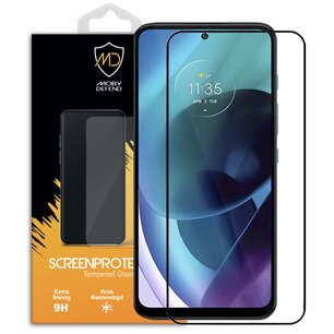 Motorola Moto G71 Screenprotector, MobyDefend Gehard Glas Screensaver, Zwarte Randen