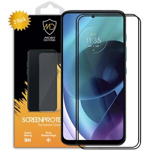 2-Pack Motorola Moto G71 Screenprotectors, MobyDefend Gehard Glas Screensavers, Zwarte Randen