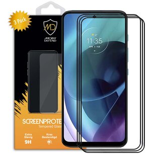 3-Pack Motorola Moto G71 Screenprotectors, MobyDefend Gehard Glas Screensavers, Zwarte Randen