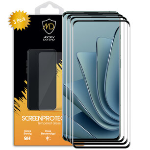 3-Pack OnePlus 10 Pro Screenprotectors - MobyDefend Screensaver Met Zwarte Randen - Gehard Glas