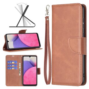 Samsung Galaxy A33 Hoesje, MobyDefend Wallet Book Case Met Koord, Bruin