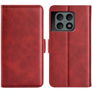 OnePlus 10 Pro Hoesje, MobyDefend Luxe Wallet Book Case (Sluiting Zijkant), Rood