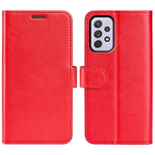 Samsung Galaxy A73 Hoesje, MobyDefend Wallet Book Case (Sluiting Achterkant), Rood