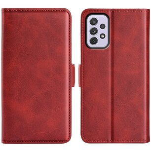 Samsung Galaxy A73 Hoesje, MobyDefend Luxe Wallet Book Case (Sluiting Zijkant), Rood