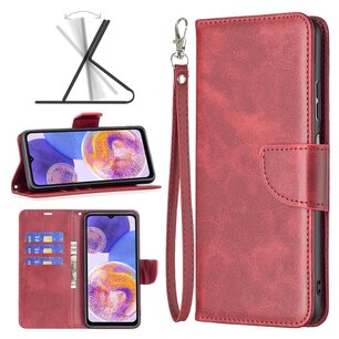 Motorola Moto G200 Hoesje, MobyDefend Wallet Book Case Met Koord, Rood