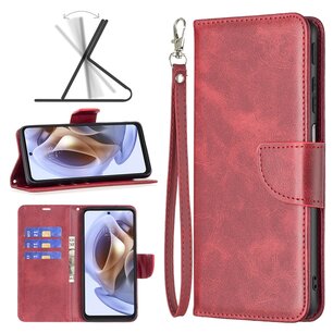 Motorola Moto G31 / Moto G41 Hoesje, MobyDefend Wallet Book Case Met Koord, Rood