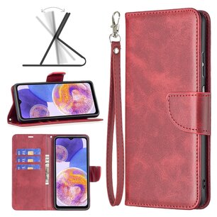 Motorola Moto G71 Hoesje, MobyDefend Wallet Book Case Met Koord, Rood