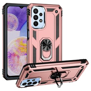 Samsung Galaxy A23 Hoesje, MobyDefend Pantsercase Met Draaibare Ring, Rosé