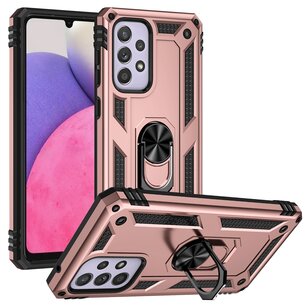 Samsung Galaxy A33 Hoesje - MobyDefend Pantsercase Met Draaibare Ring - Rosé