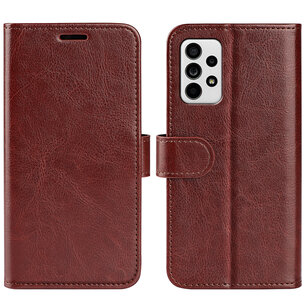 Samsung Galaxy A33 Hoesje, MobyDefend Wallet Book Case (Sluiting Achterkant), Bruin