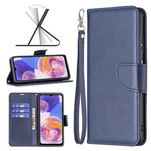 Samsung Galaxy A53 Hoesje, MobyDefend Wallet Book Case Met Koord, Blauw