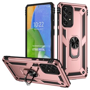 Samsung Galaxy A73 Hoesje, MobyDefend Pantsercase Met Draaibare Ring, Rosé