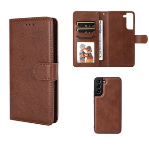 Samsung Galaxy S22 Plus (S22+) Hoesje, MobyDefend Luxe 2-in-1 Wallet Book Case Met Uitneembare Backcover, Bruin