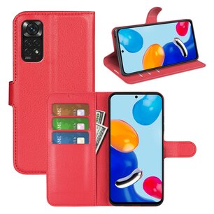 Xiaomi Redmi Note 11 / Note 11S Hoesje, MobyDefend Kunstleren Wallet Book Case, Rood