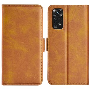 Xiaomi Redmi Note 11 / Note 11S Hoesje, MobyDefend Luxe Wallet Book Case (Sluiting Zijkant), Lichtbruin