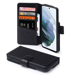 Samsung Galaxy S21 FE Hoesje, Luxe MobyDefend Wallet Bookcase, Zwart