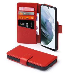 Samsung Galaxy S21 FE Hoesje, Luxe MobyDefend Wallet Bookcase, Rood