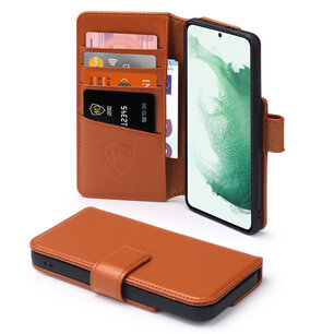 Samsung Galaxy S22 Plus (S22+) Hoesje, Luxe MobyDefend Wallet Bookcase, Lichtbruin
