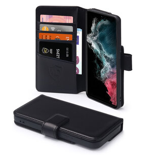 Samsung Galaxy S22 Ultra Hoesje, Luxe MobyDefend Wallet Bookcase, Zwart