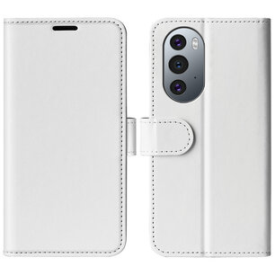 Motorola Edge 30 Pro Hoesje, MobyDefend Wallet Book Case (Sluiting Achterkant), Wit