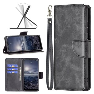 Nokia G11 / Nokia G21 Hoesje, MobyDefend Wallet Book Case Met Koord, Zwart