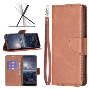 Nokia G11 / Nokia G21 Hoesje, MobyDefend Wallet Book Case Met Koord, Bruin