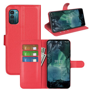 Nokia G11 / Nokia G21 Hoesje, MobyDefend Kunstleren Wallet Book Case (Sluiting Voorkant), Rood