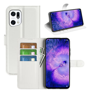 Oppo Find X5 Hoesje, MobyDefend Kunstleren Wallet Book Case (Sluiting Voorkant), Wit