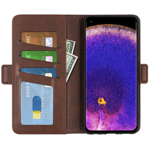 Oppo Find X5 Lite Hoesje, MobyDefend Luxe Wallet Book Case (Sluiting Zijkant), Bruin