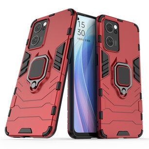 Oppo Find X5 Pro Hoesje, MobyDefend Dubbelgelaagde Pantsercase Met Standaard, Rood
