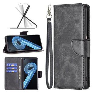 Oppo Find X5 Pro Hoesje, MobyDefend Wallet Book Case Met Koord, Zwart